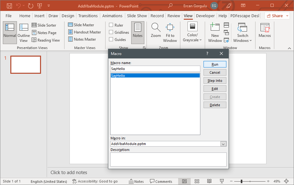 PowerPoint VBA module created with GemBox.Presentation