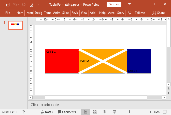 PowerPoint table formatted with GemBox.Presentation