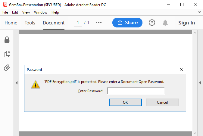 PDF encryption set with GemBox.Presentation