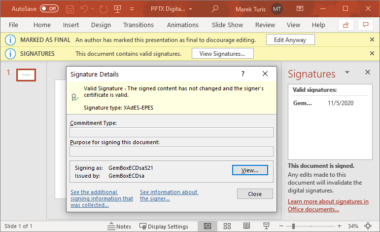 Add PPTX Digital Signature in C# and VB.NET