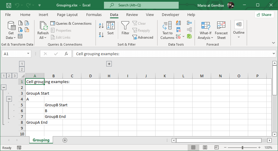 Group Rows and Columns in Excel in C# and VB.NET