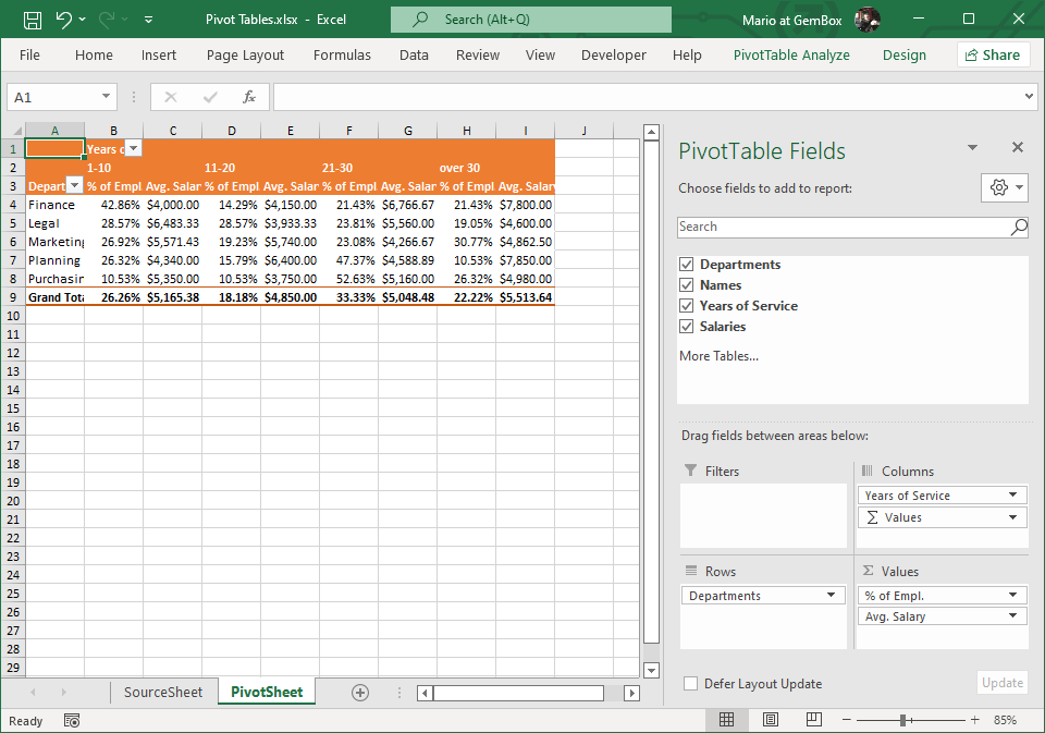 Excel Pivot Table created with GemBox.Spreadsheet