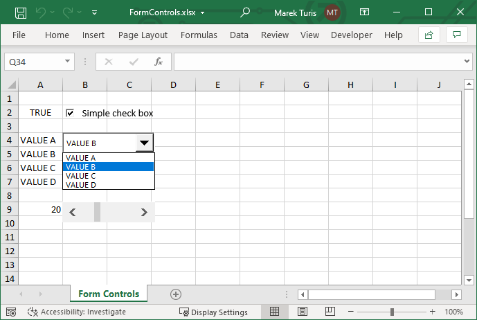 Create Excel file with form controls created using GemBox.Spreadsheet