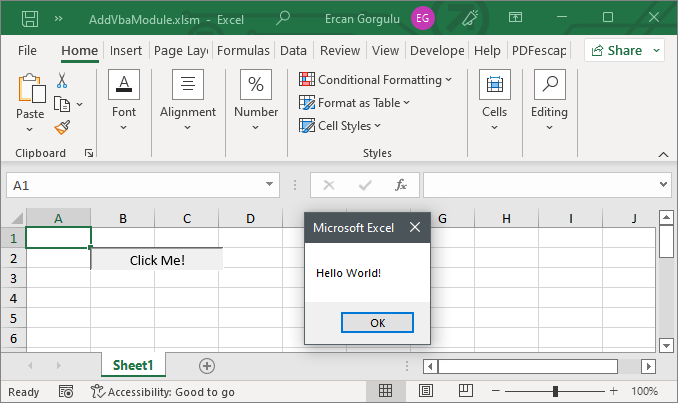 Excel VBA module created with GemBox.Spreadsheet