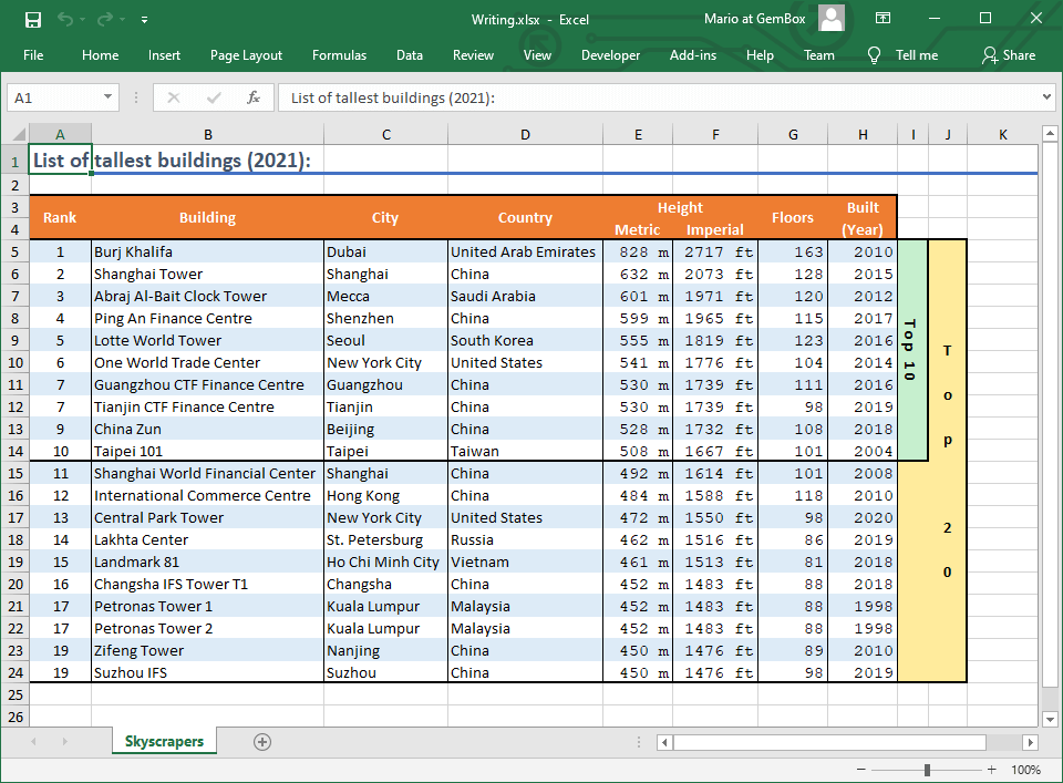 Creating and writing Excel workbook's cell values and formatting in C# and VB.NET