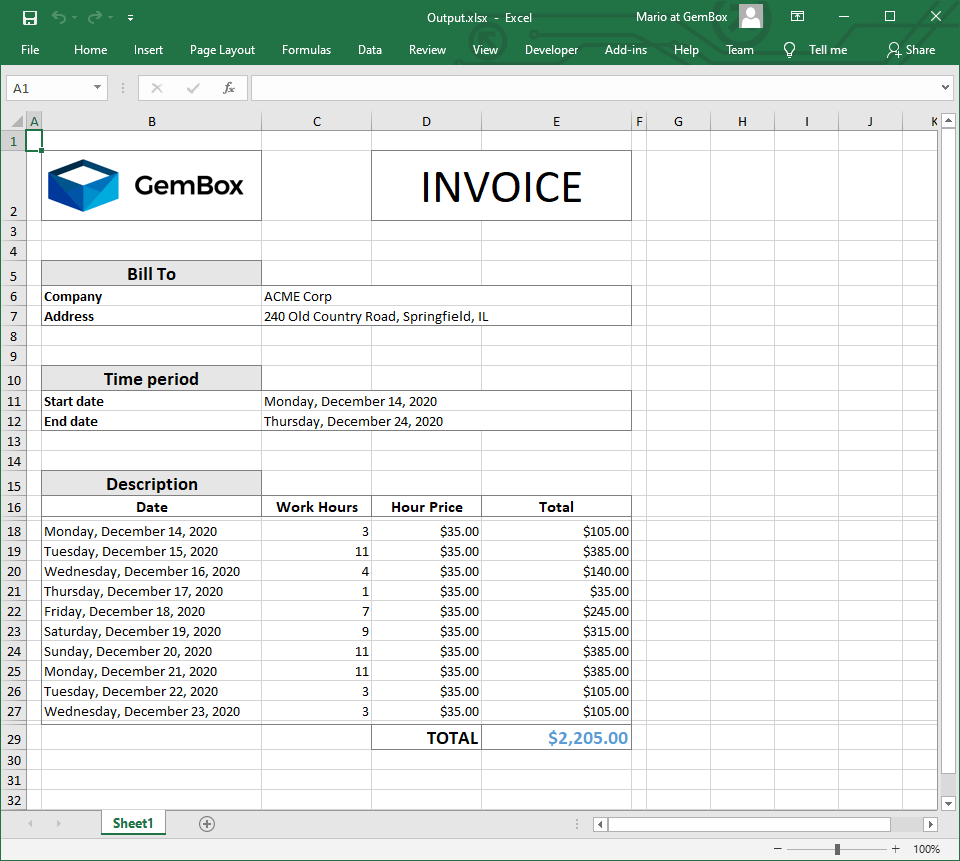 Saved Excel file created by modifying or editing template workbook in C# and VB.NET