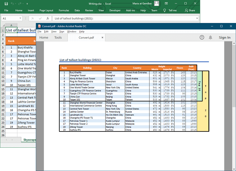 Convert Excel files to PDF in C# and VB.NET