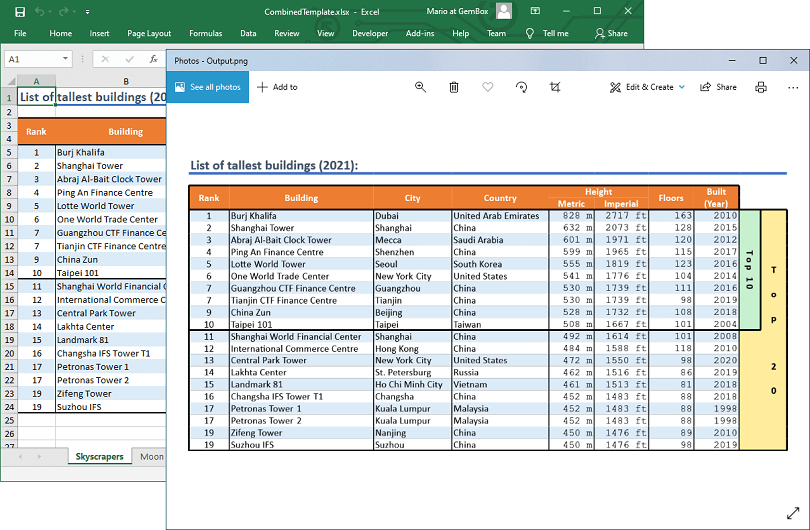 Convert Excel files to image formats in C# and VB.NET