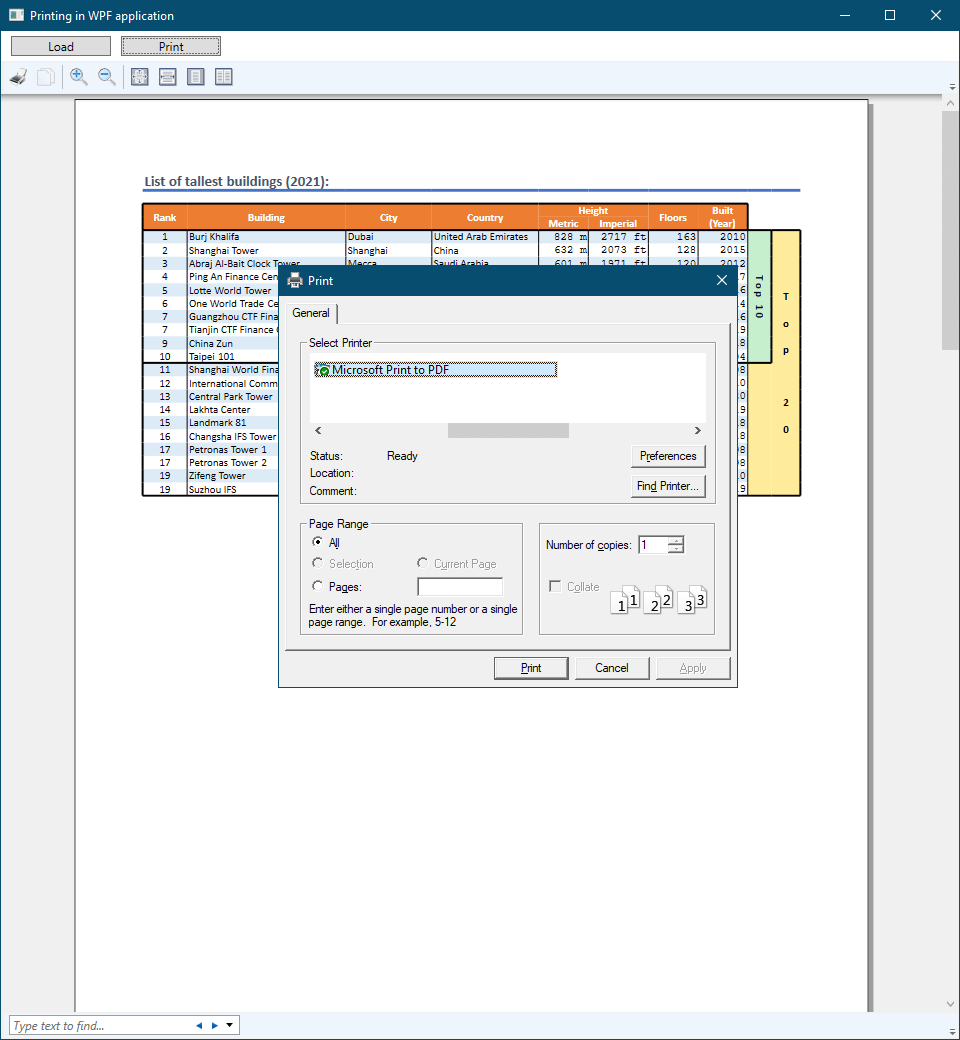 Printing Excel workbook from WPF application