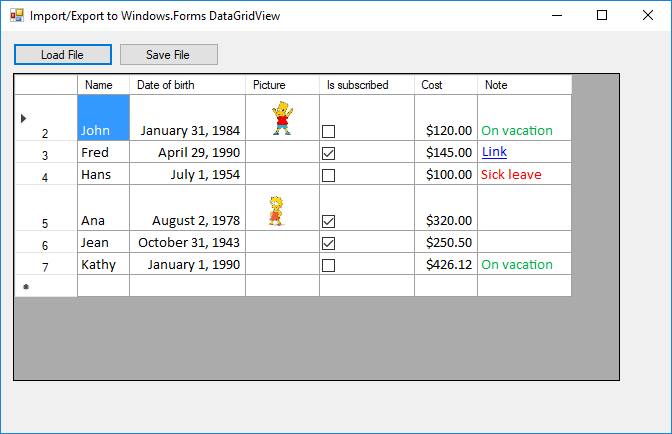Windows Forms application that imports data from Excel file with GemBox.Spreadsheet