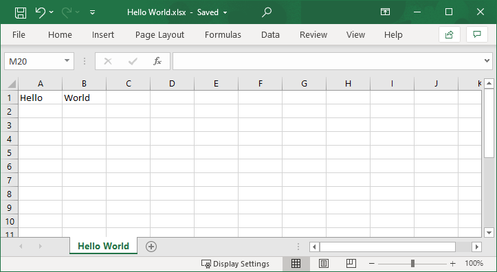 Generated Excel spreadsheet (XLSX format) from Azure Functions