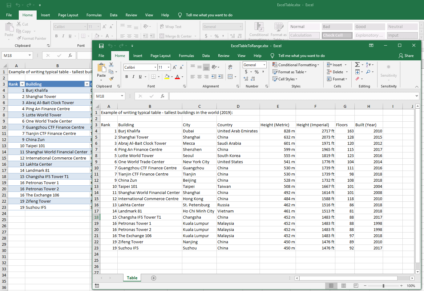 Convert An Excel Table To A Range From Your Cvbnet Applications