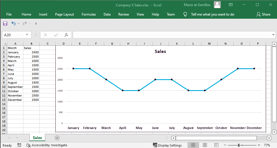 how to create a line chart in an xlsx file using c#