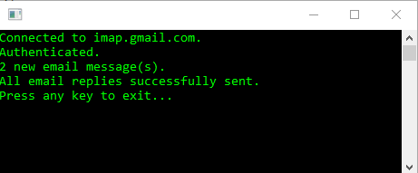 Application console screenshot